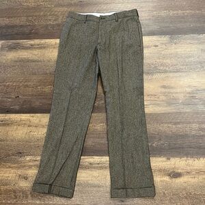 John Varvatos wool‎ trouser pants womens size 46 brown cuffed hem straight leg
